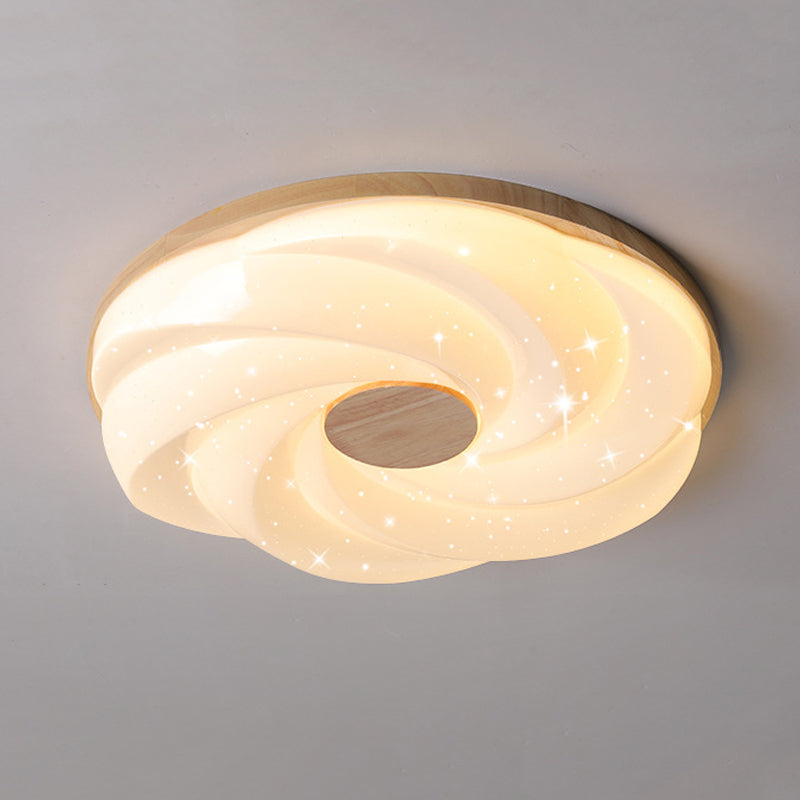 Wood Round Flush Mount Lights Contemporary Style 1 Light Flush Ceiling Light