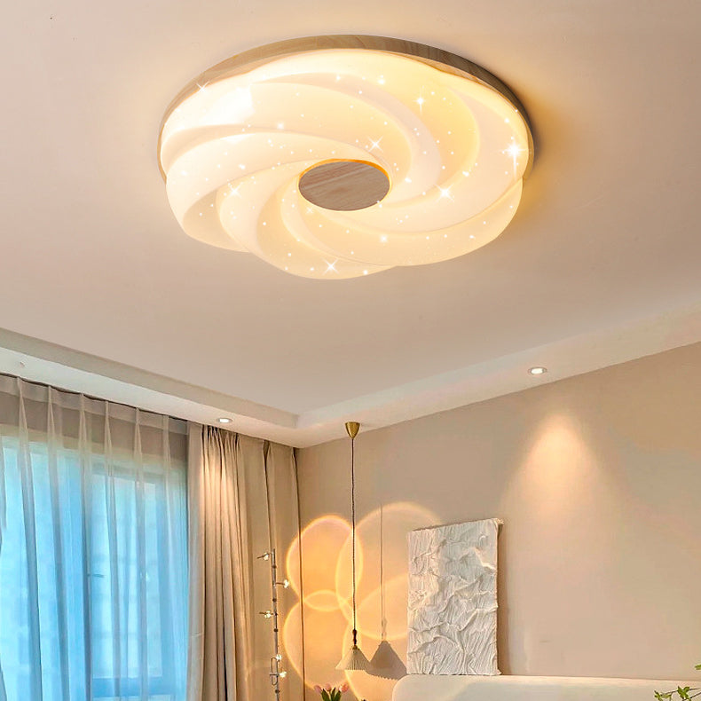 Wood Round Flush Mount Lights Contemporary Style 1 Light Flush Ceiling Light