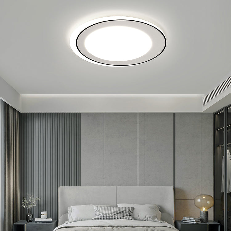 Modern Metal Flush Mount Circular Shape Ceiling Light with Acrylic Shade for Bedroom