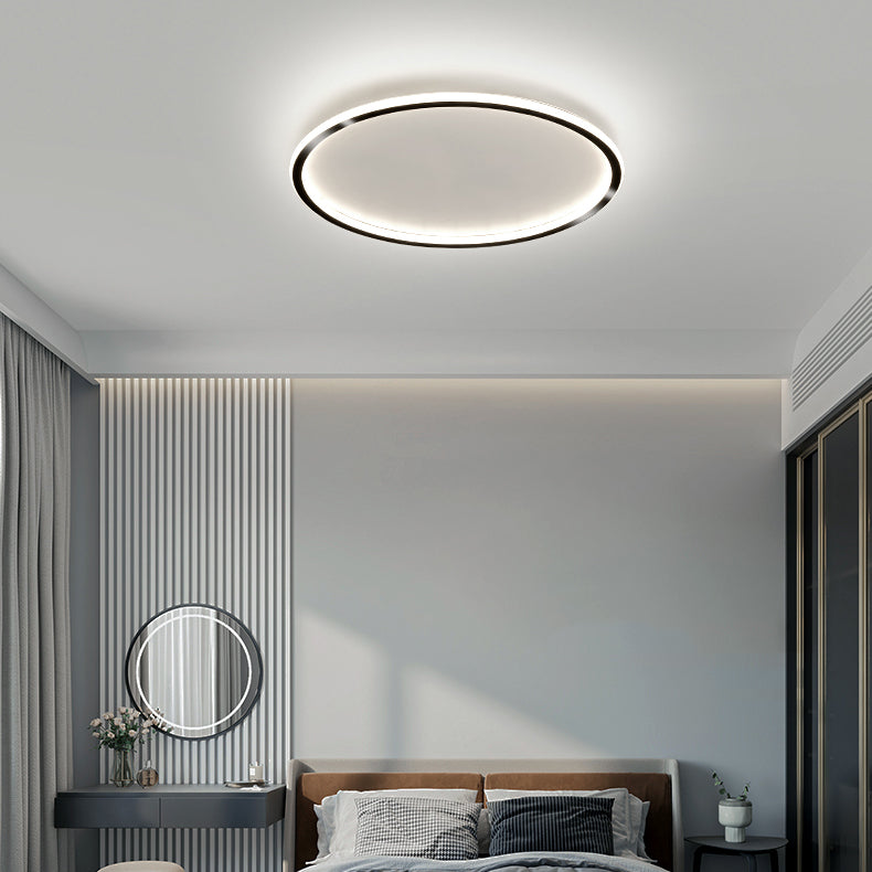 Modern Metal Flush Mount Circular Shape Ceiling Light with Acrylic Shade for Bedroom