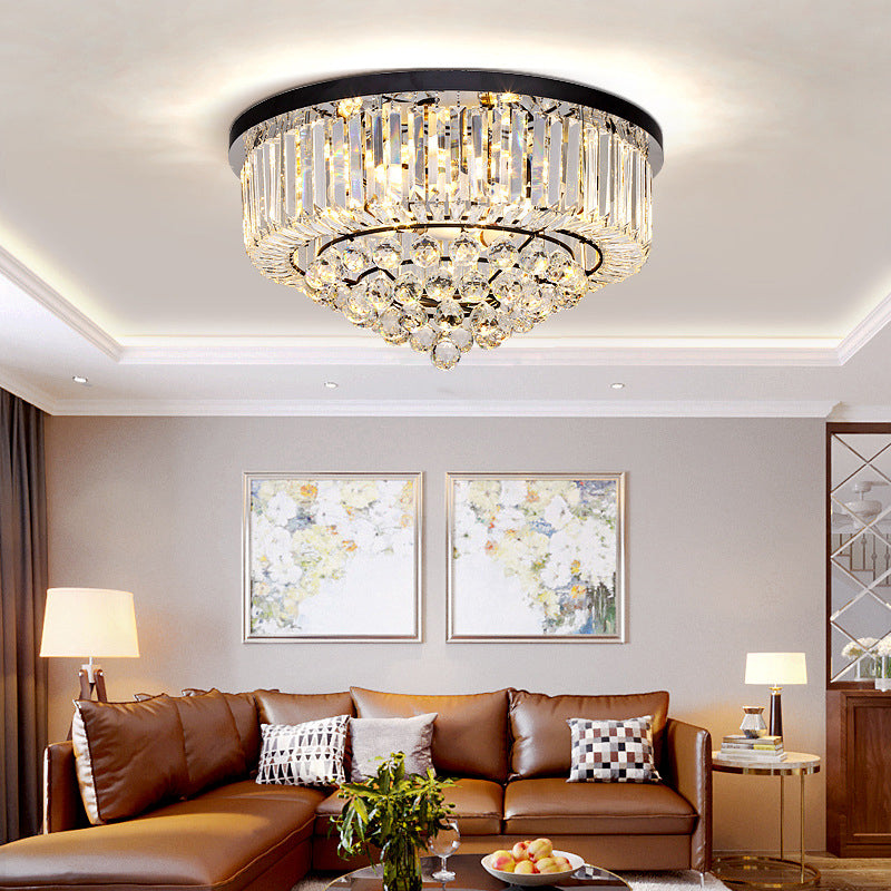 Crystal Round Flush Mount Lights Contemporary Style Multi Lights Flush Ceiling Light