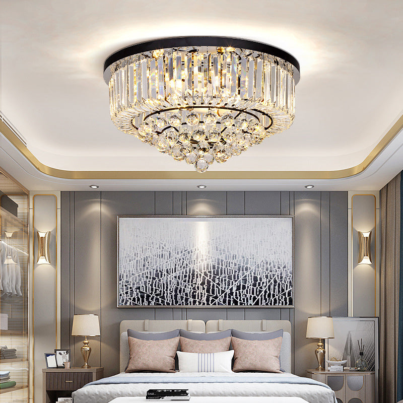 Crystal Round Flush Mount Lights Contemporary Style Multi Lights Flush Ceiling Light