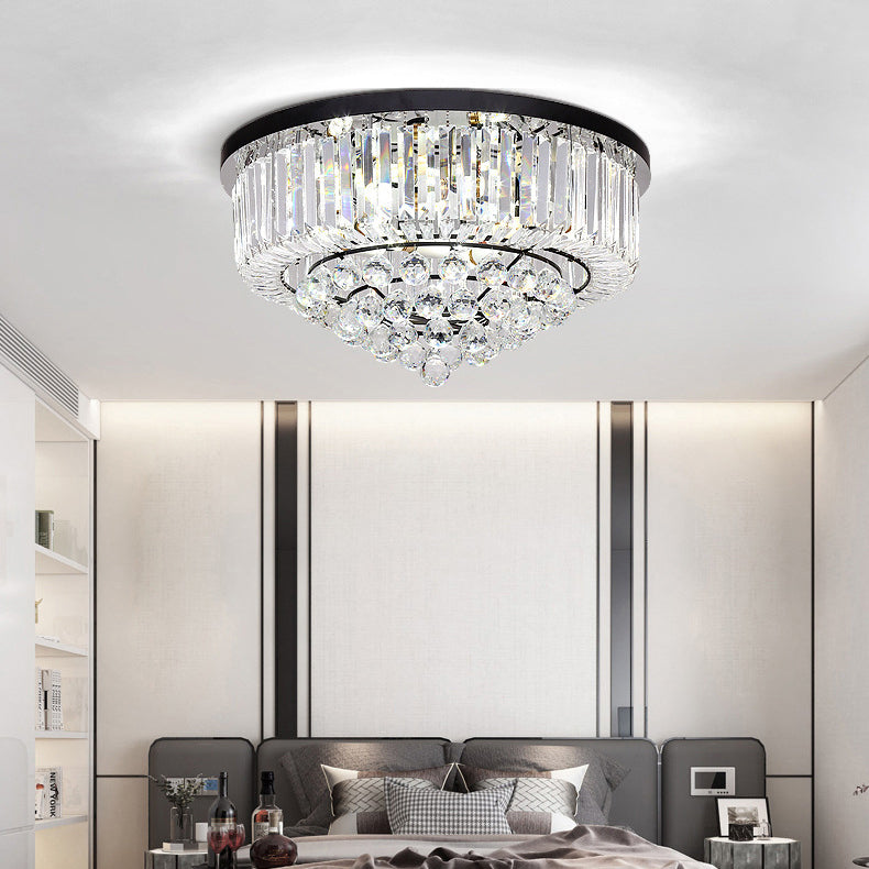 Crystal Round Flush Mount Lights Contemporary Style Multi Lights Flush Ceiling Light