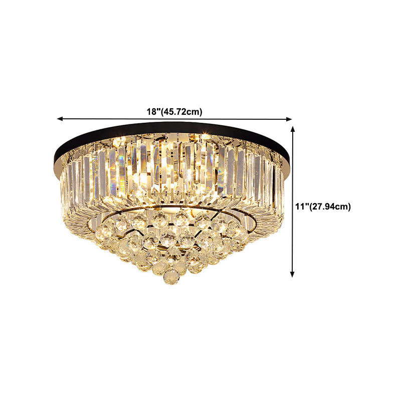 Crystal Round Flush Mount Lights Contemporary Style Multi Lights Flush Ceiling Light