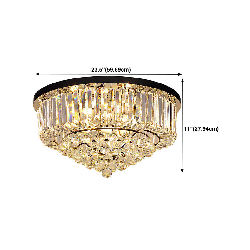 Crystal Round Flush Mount Lights Contemporary Style Multi Lights Flush Ceiling Light