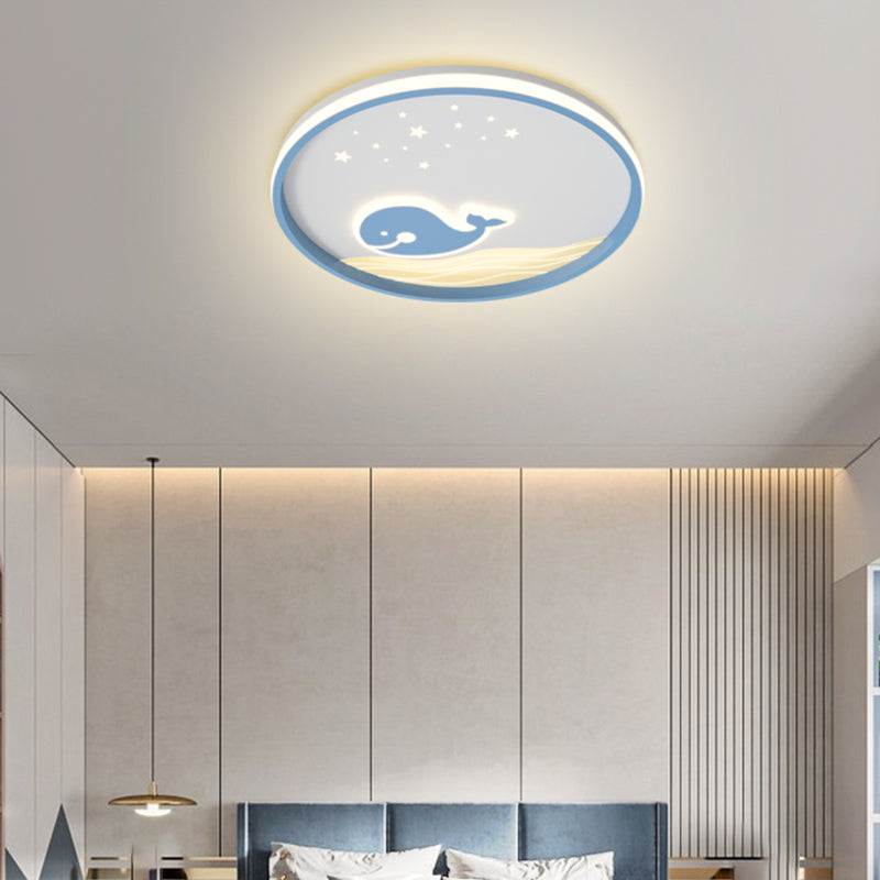 Modern Metal Flush Mount Circular Shape Ceiling Light with Acrylic Shade for Living Room