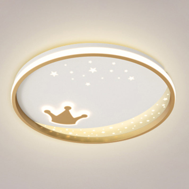 Modern Metal Flush Mount Circular Shape Ceiling Light with Acrylic Shade for Living Room