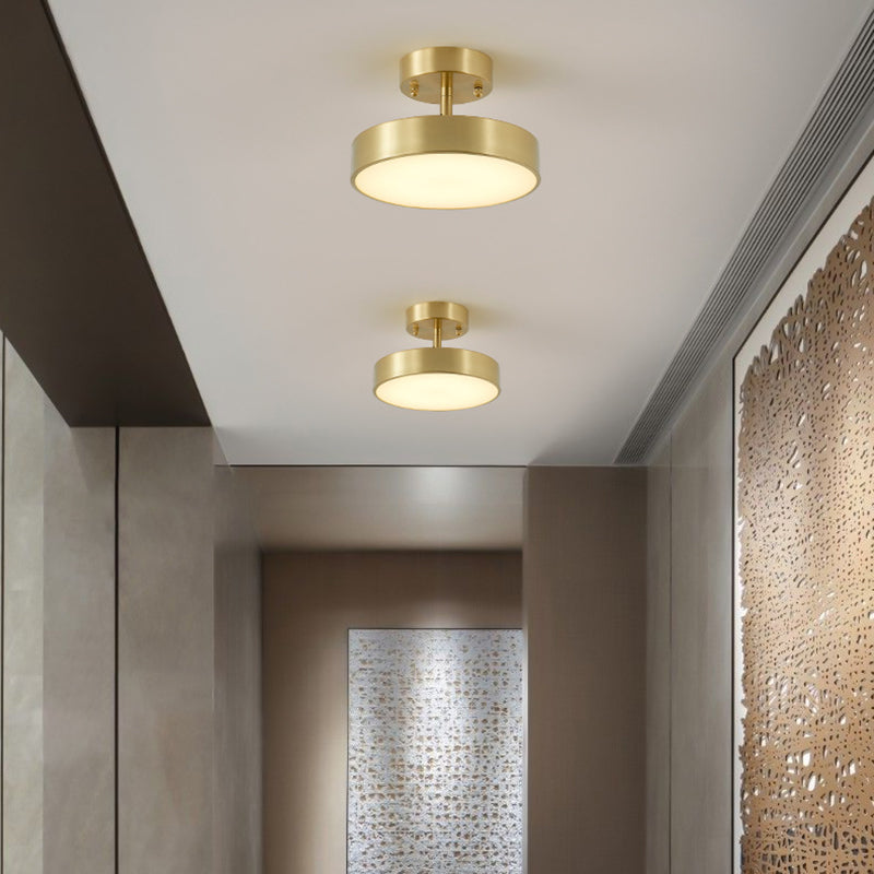 Modern Semi Flush Light Round Ceiling Lighting with Metal for Hallway