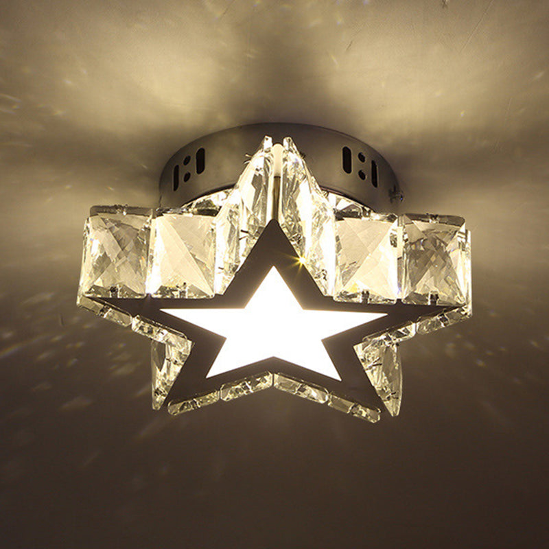 Crystal Geometric Flush Mount Lights Contemporary Style 1 Light Flush Ceiling Lights