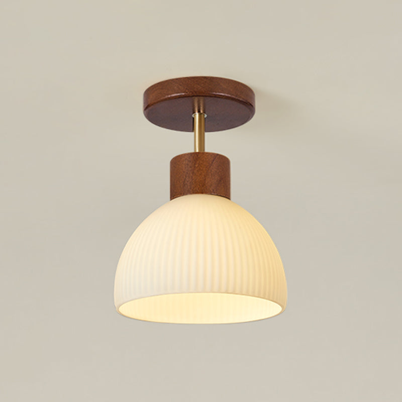 Japanese Style Wooden Ceiling Light Dome Shape Ceiling Lamp for Bedroom