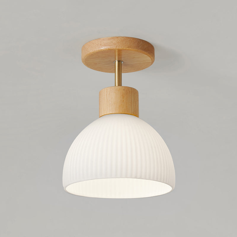 Japanese Style Wooden Ceiling Light Dome Shape Ceiling Lamp for Bedroom