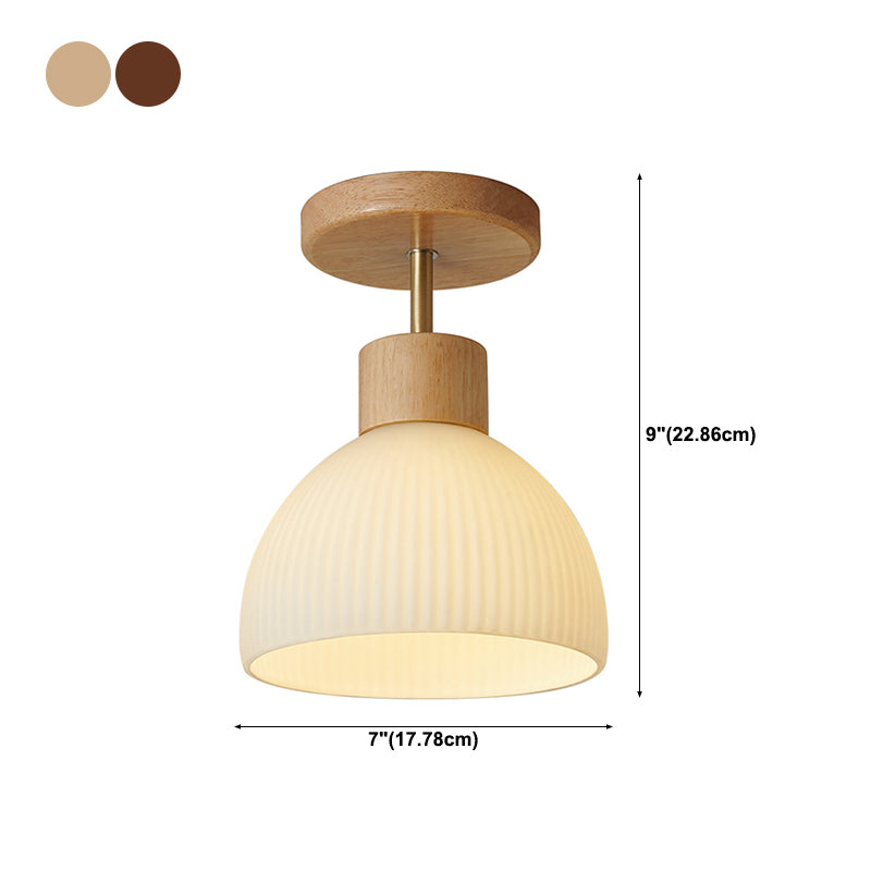 Japanese Style Wooden Ceiling Light Dome Shape Ceiling Lamp for Bedroom