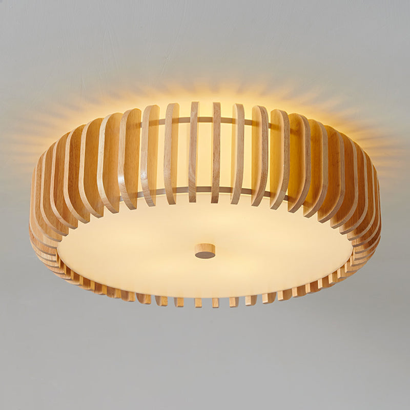 Japanese Style Wooden Ceiling Light Round Shape Ceiling Lamp for Bedroom