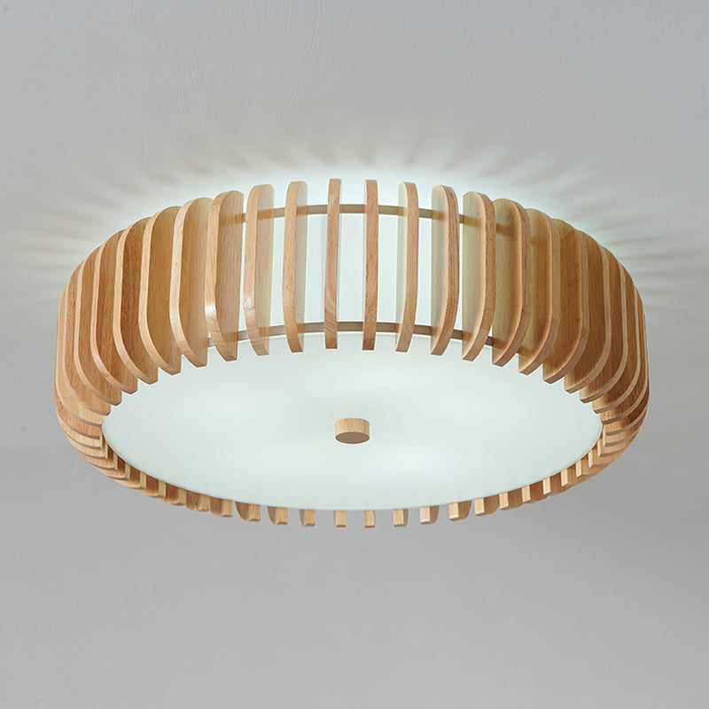 Japanese Style Wooden Ceiling Light Round Shape Ceiling Lamp for Bedroom