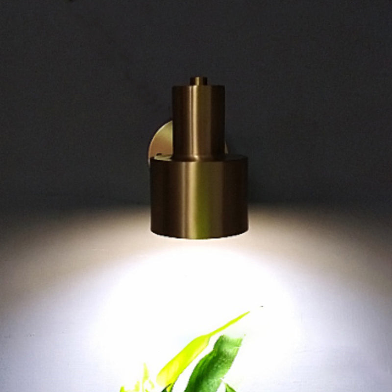 Gold Industrial Wall Sconce Cylinder Shape Vanity Lamp with Metal Shade for Bathroom