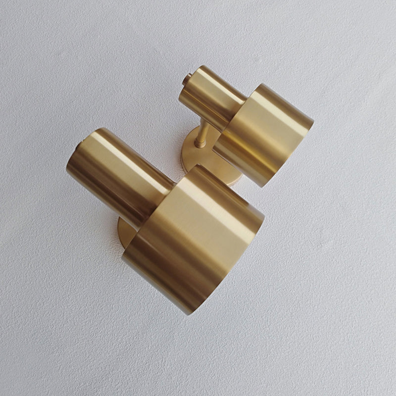 Gold Industrial Wall Sconce Cylinder Shape Vanity Lamp with Metal Shade for Bathroom