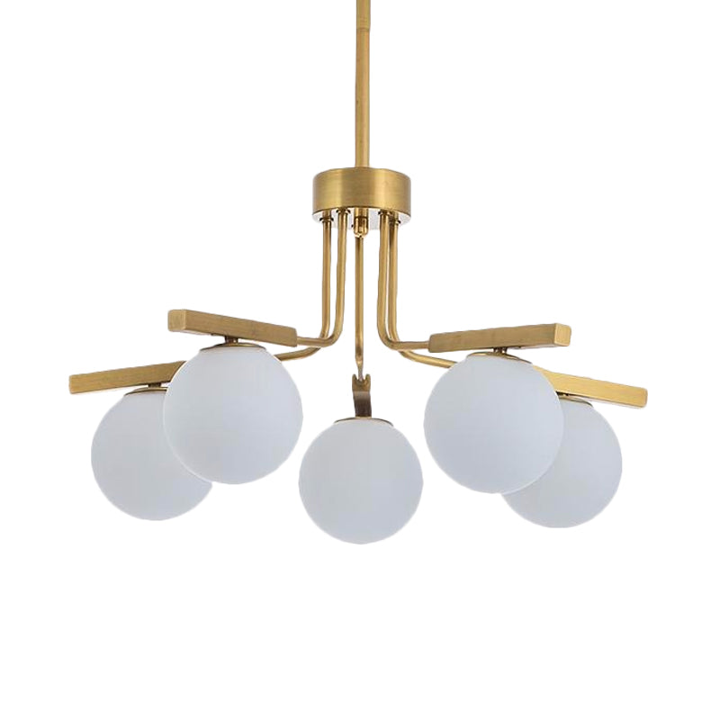 Kugel weißer Glas Kronleuchter hell modernistisch 5/8 Leuchten LED GOLD Hanging Deckenlampenleuchte