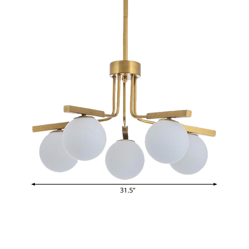 Kugel weißer Glas Kronleuchter hell modernistisch 5/8 Leuchten LED GOLD Hanging Deckenlampenleuchte