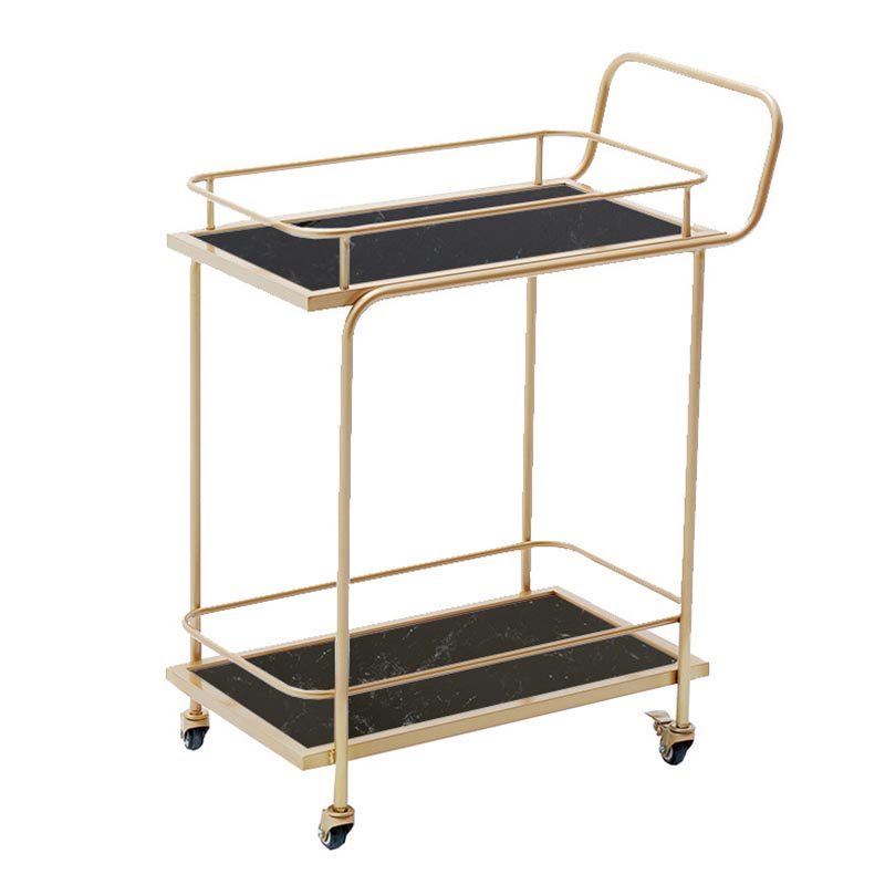 34.65"H Rolling Contemporary Prep Table Metal Prep Table with Towel Rack