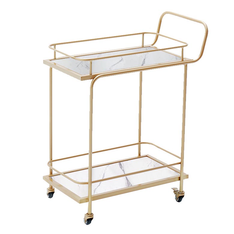 34.65"H Rolling Contemporary Prep Table Metal Prep Table with Towel Rack