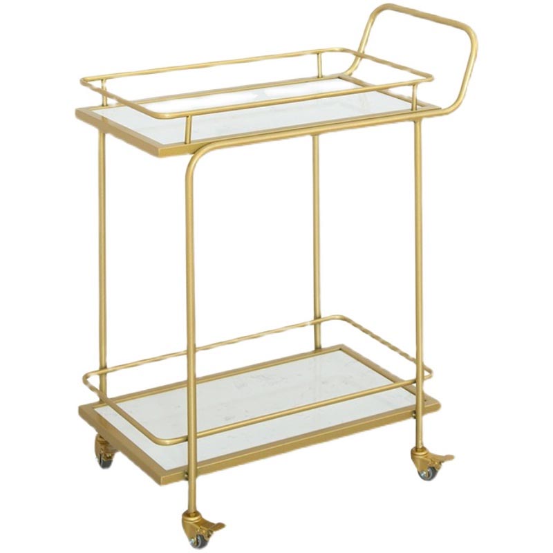 34.65"H Rolling Contemporary Prep Table Metal Prep Table with Towel Rack