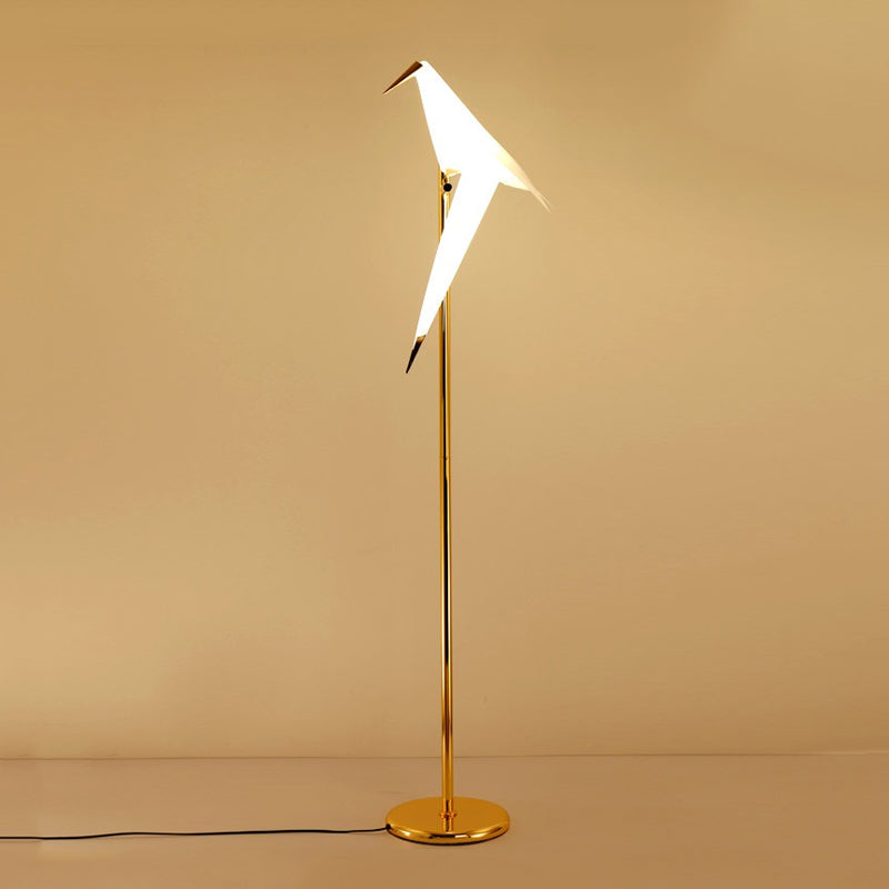 Plastic Folded Floor Lamp with Bird Shape Contemporary Style LED Gold Finish Floor Standing Lamp in Warm/White Light