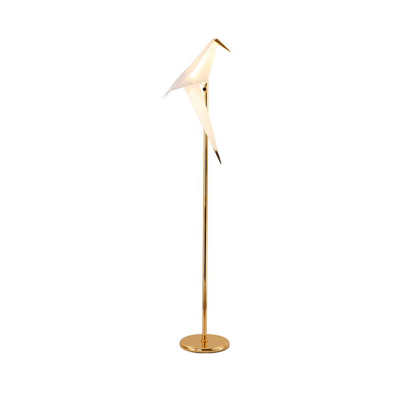 Plastic Folded Floor Lamp with Bird Shape Contemporary Style LED Gold Finish Floor Standing Lamp in Warm/White Light