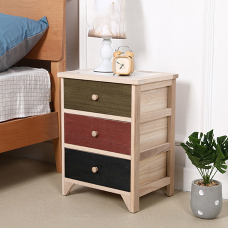 Industrial Accent Chest with Drawers and Wooden Legs Rectangle Chest