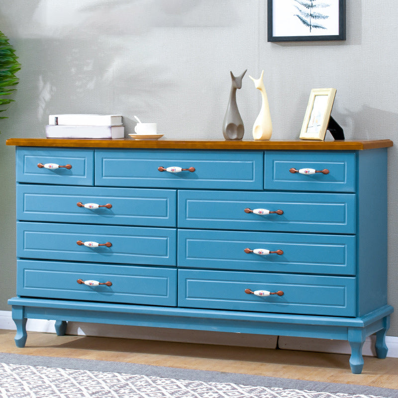 Modern Wooden Accent Chest with 9 Drawers with Cabriole Legs Chest