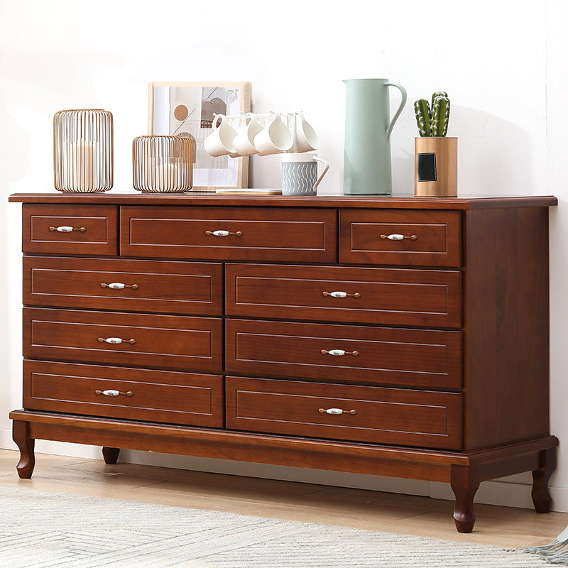 Modern Wooden Accent Chest with 9 Drawers with Cabriole Legs Chest