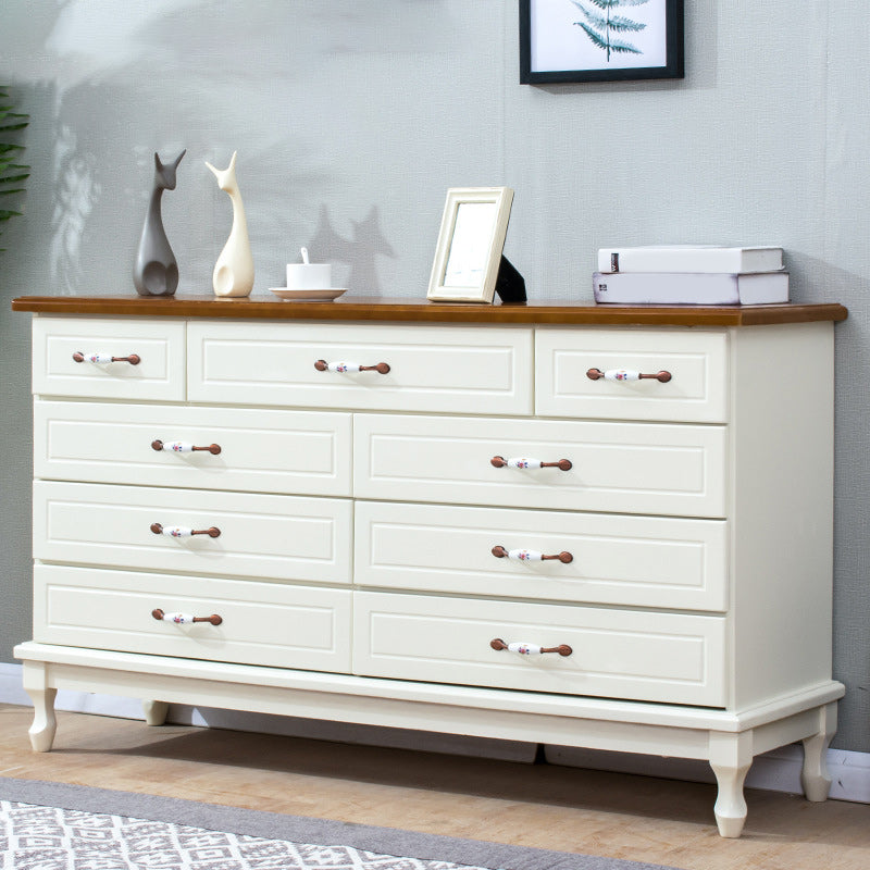 Modern Wooden Accent Chest with 9 Drawers with Cabriole Legs Chest