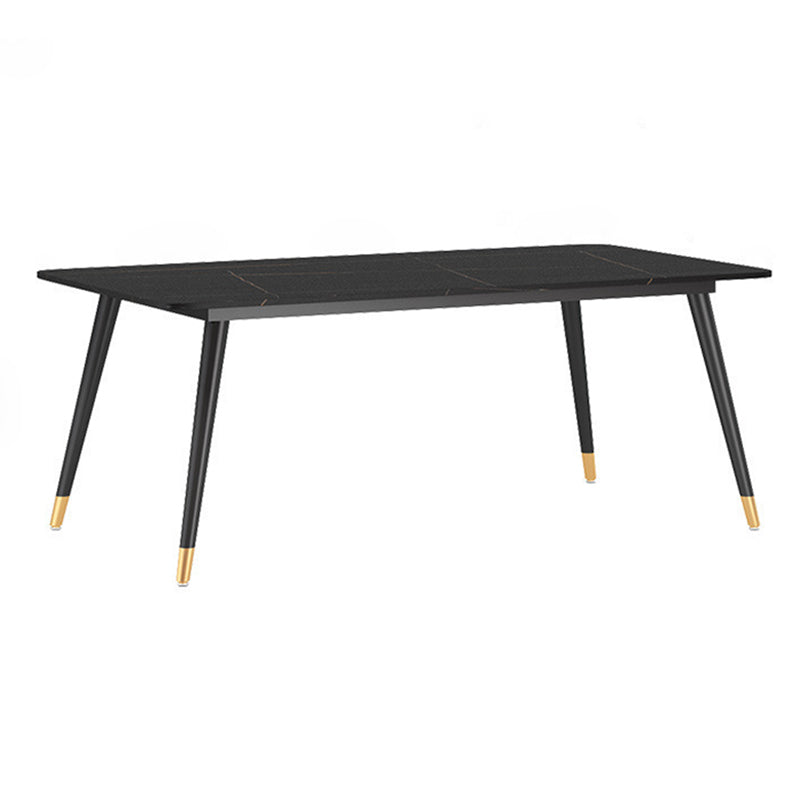 Rectangle Stone Dining Table Contemporary Dining Table with 4 Legs in Black