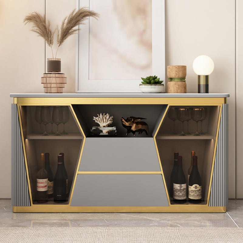 Door Buffet Table with Drawers Glam Buffet Sideboard with 2 Shelves