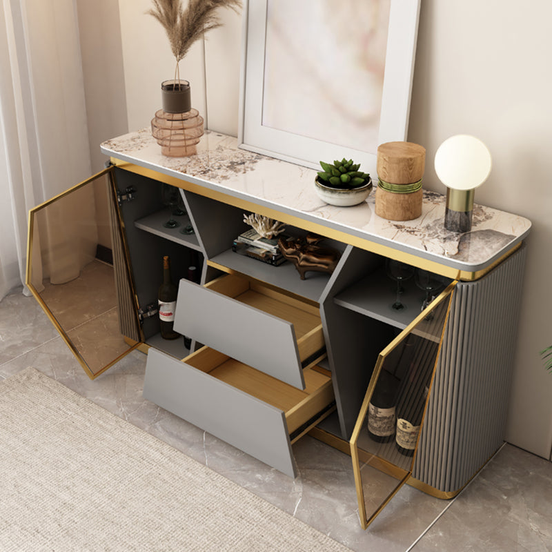 Door Buffet Table with Drawers Glam Buffet Sideboard with 2 Shelves