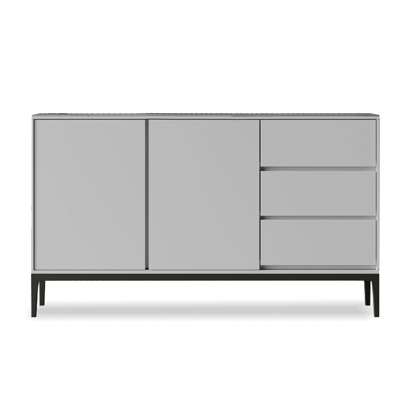 Glam Buffet Sideboard Stone and Wood Buffet Table with Drawers