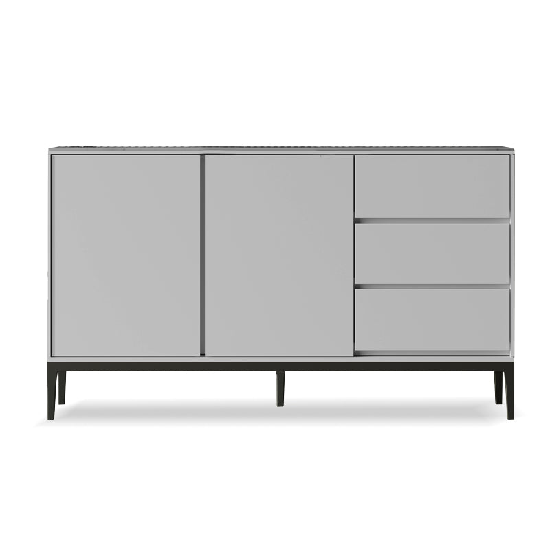 Glam Buffet Sideboard Stone and Wood Buffet Table with Drawers