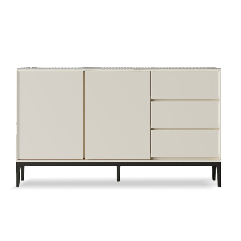 Glam Buffet Sideboard Stone and Wood Buffet Table with Drawers