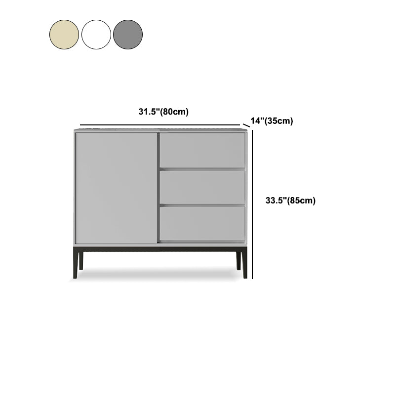 Glam Buffet Sideboard Stone and Wood Buffet Table with Drawers