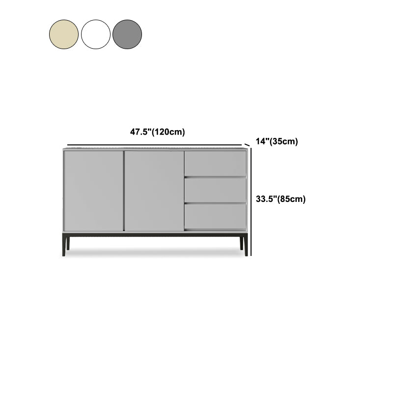 Glam Buffet Sideboard Stone and Wood Buffet Table with Drawers