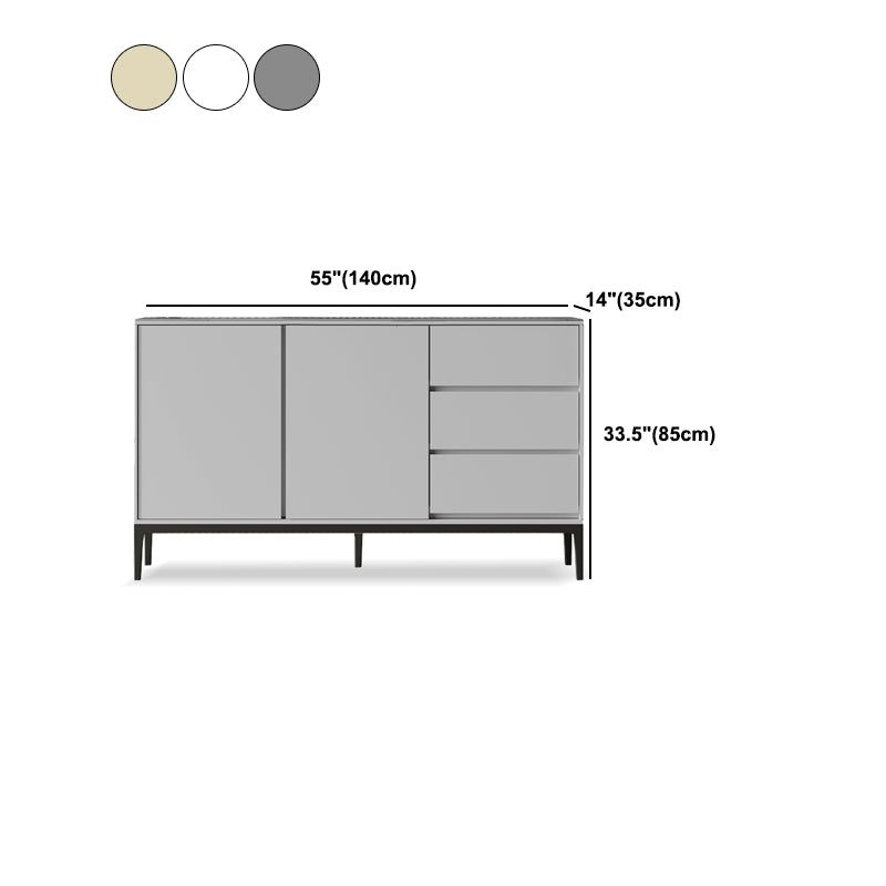 Glam Buffet Sideboard Stone and Wood Buffet Table with Drawers