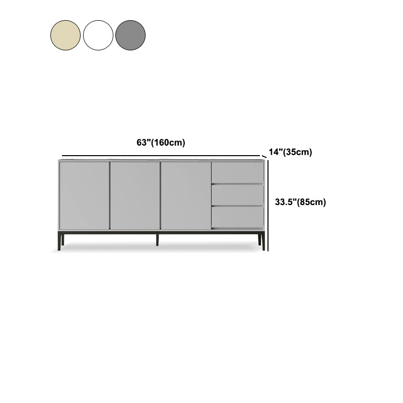 Glam Buffet Sideboard Stone and Wood Buffet Table with Drawers