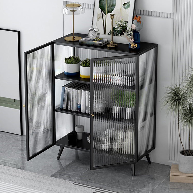 Kitchen Sideboard with Cabinets Matte Finish Metal Modern Dining Server