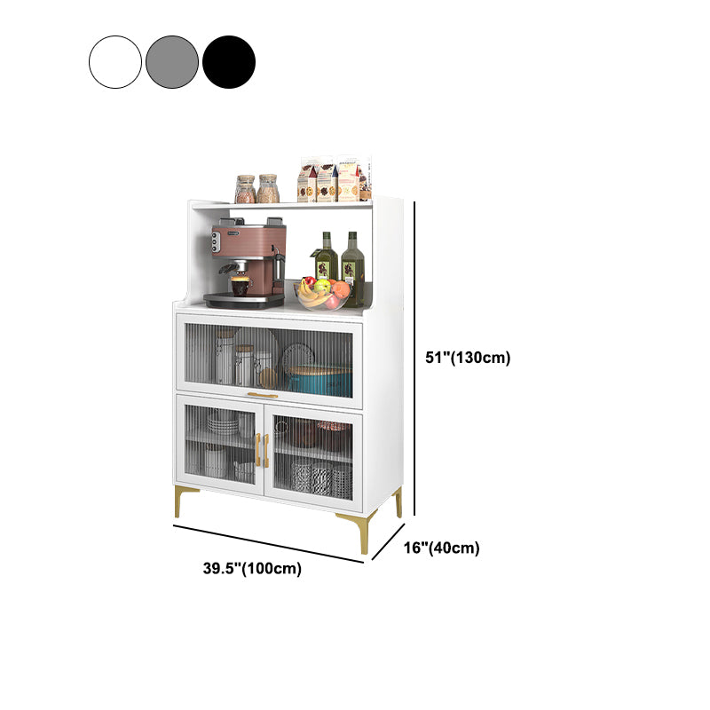 Modern Engineered Wood Frame Server Glass Doors Server with Gold Legs