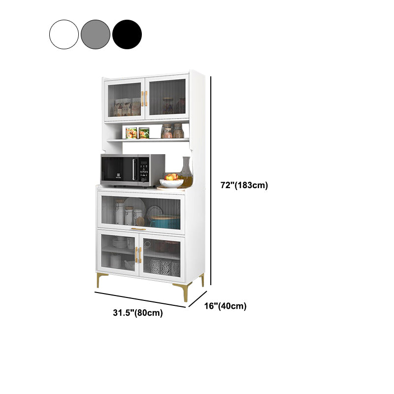 Modern Engineered Wood Frame Server Glass Doors Server with Gold Legs