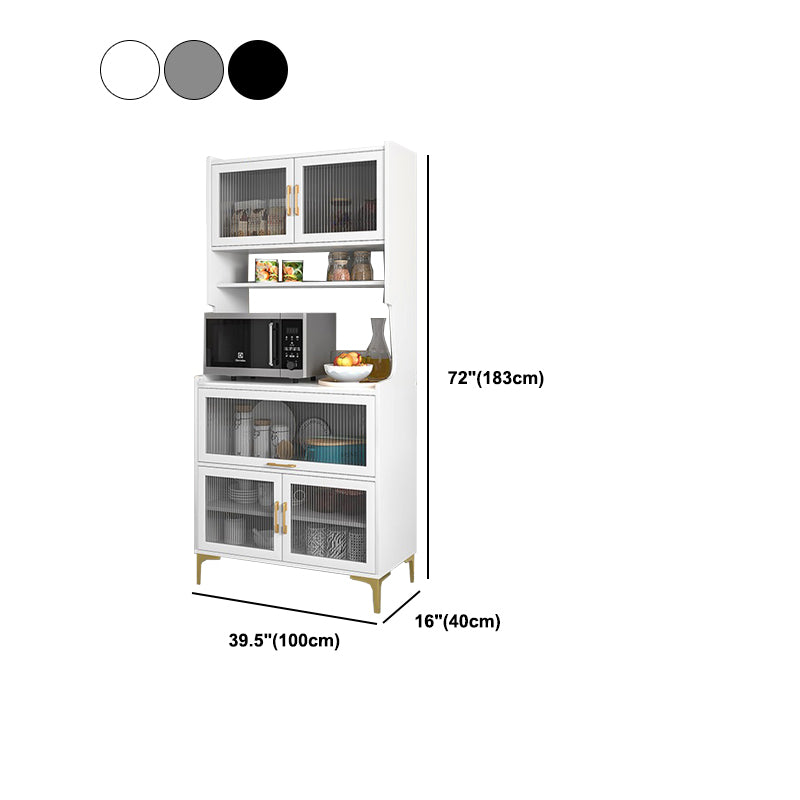 Modern Engineered Wood Frame Server Glass Doors Server with Gold Legs