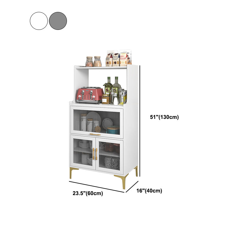 Modern Engineered Wood Frame Server Glass Doors Server with Gold Legs