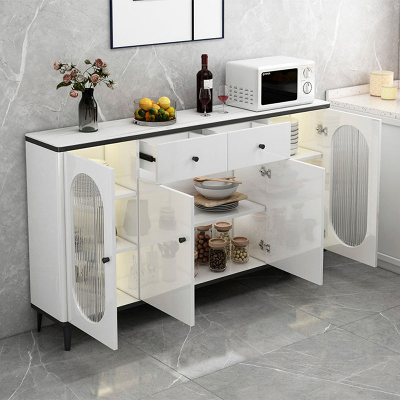 Modern Sideboard with LED Lights Wood Dining Server for Dining Room