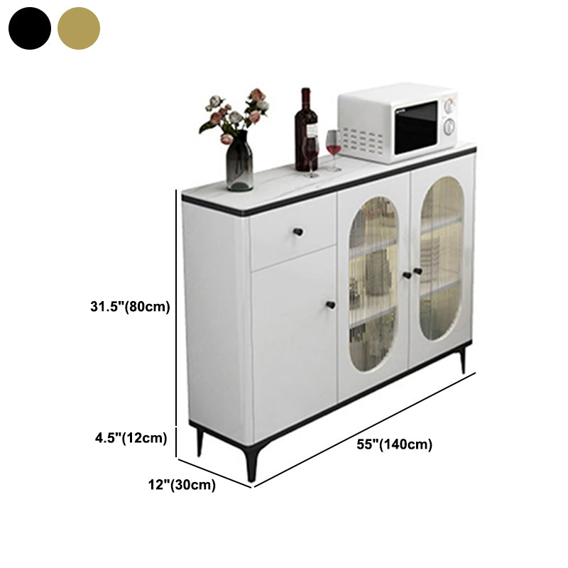 Modern Sideboard with LED Lights Wood Dining Server for Dining Room