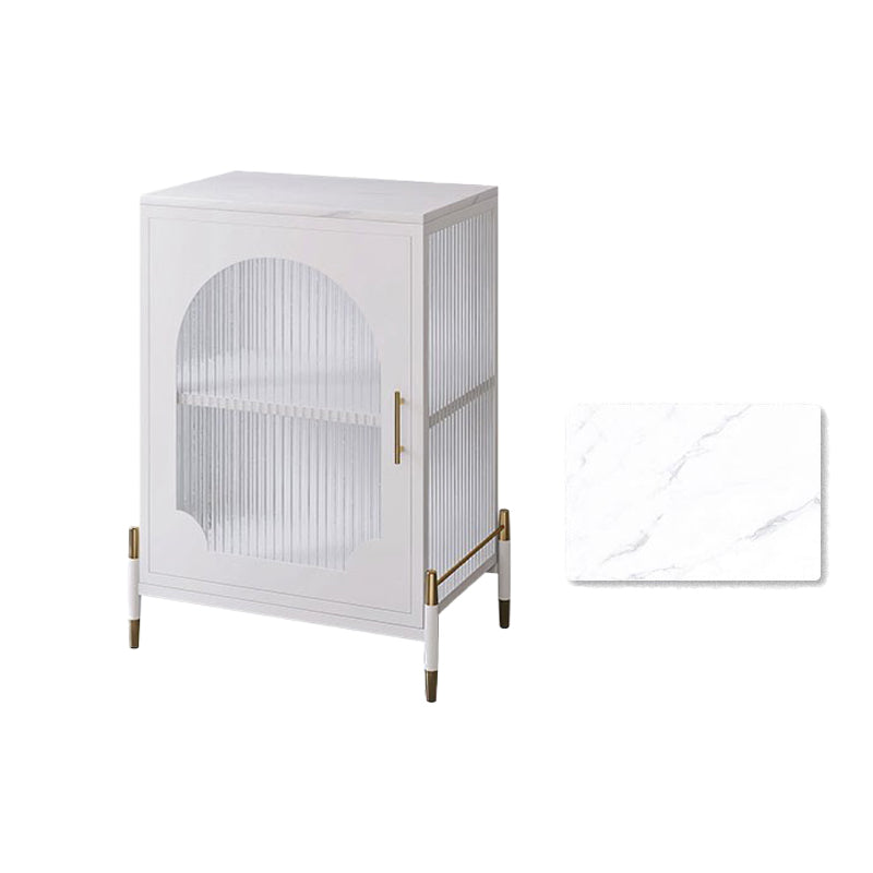 Glam Dining Server with Metal Legs Metallic Finish Sideboard with Glass Door