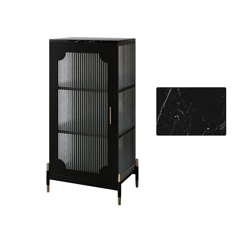 Glam Dining Server with Metal Legs Metallic Finish Sideboard with Glass Door